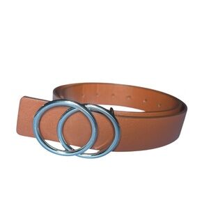 Loklik double ring buckle  Brown Leather Belt XS